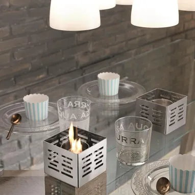 Biocamini da tavolo Set Skato in acciaio inossidabile con bruciatore estraibile di Stones