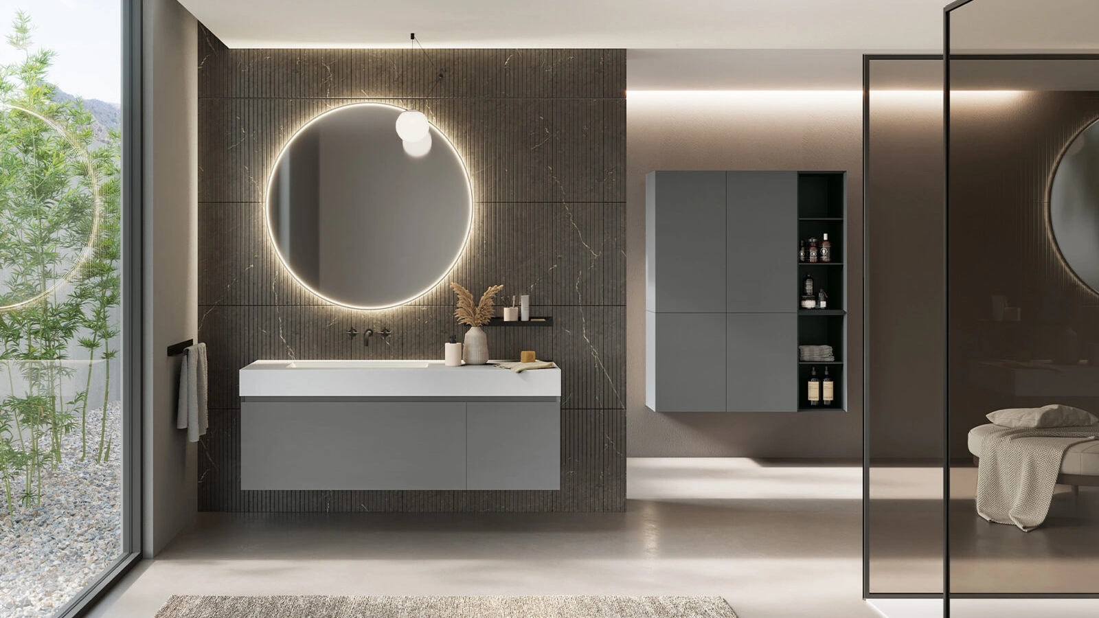 Mobile da Bagno sospeso finitura Titanio Airy Edge 05 di RCR