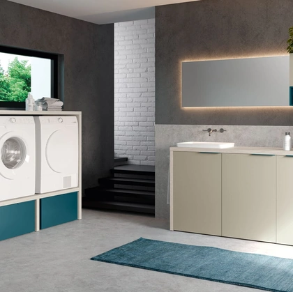 Mobile Lavanderia Airy My Space 07 in laccato opaco e Rovere Neve di RCR
