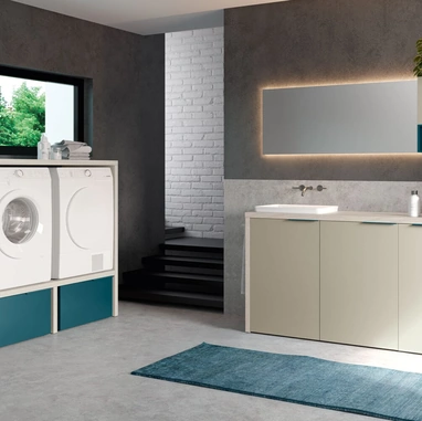 Mobile Lavanderia Airy My Space 07 in laccato opaco e Rovere Neve di RCR