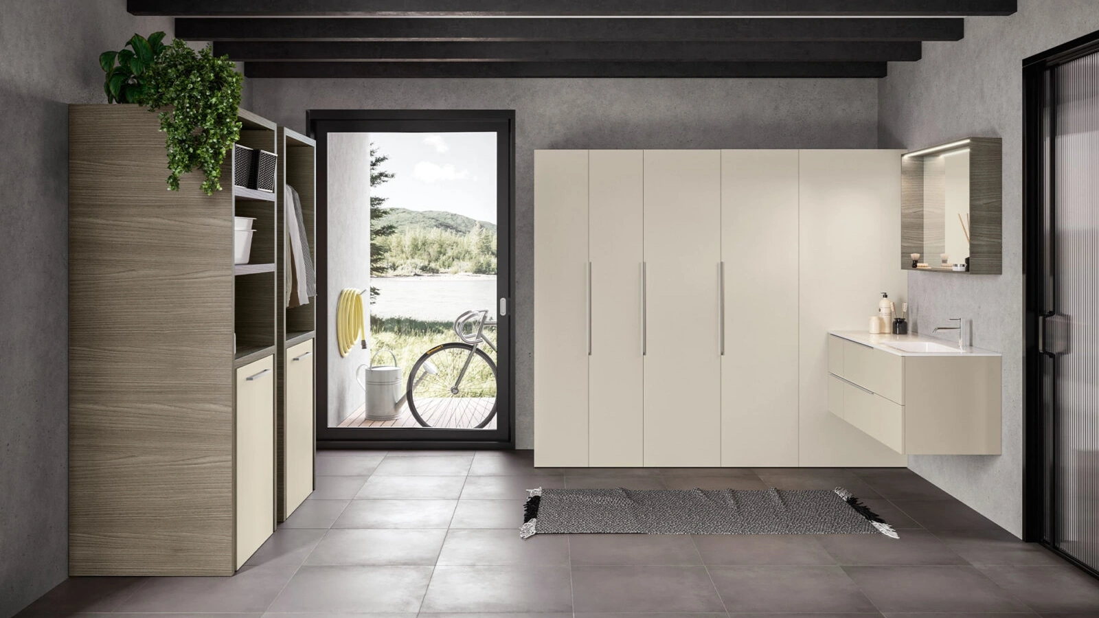 Mobile Lavanderia Airy My Space 09 finitura Greige e Rovere Sabbia di RCR