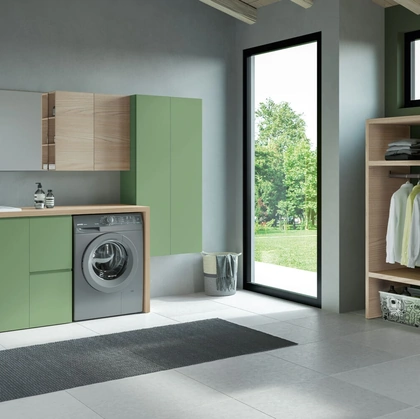 Mobile Lavanderia Airy My Space 10 in laccato Verde Magnolia e Rovere Nude di RCR