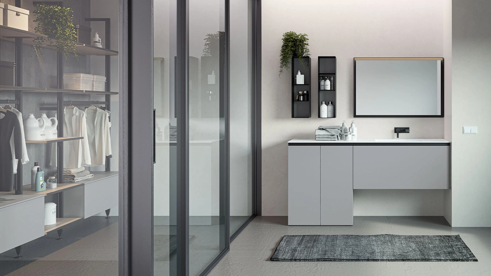 Mobile Lavanderia Airy My Space 11 finitura Titanio di RCR