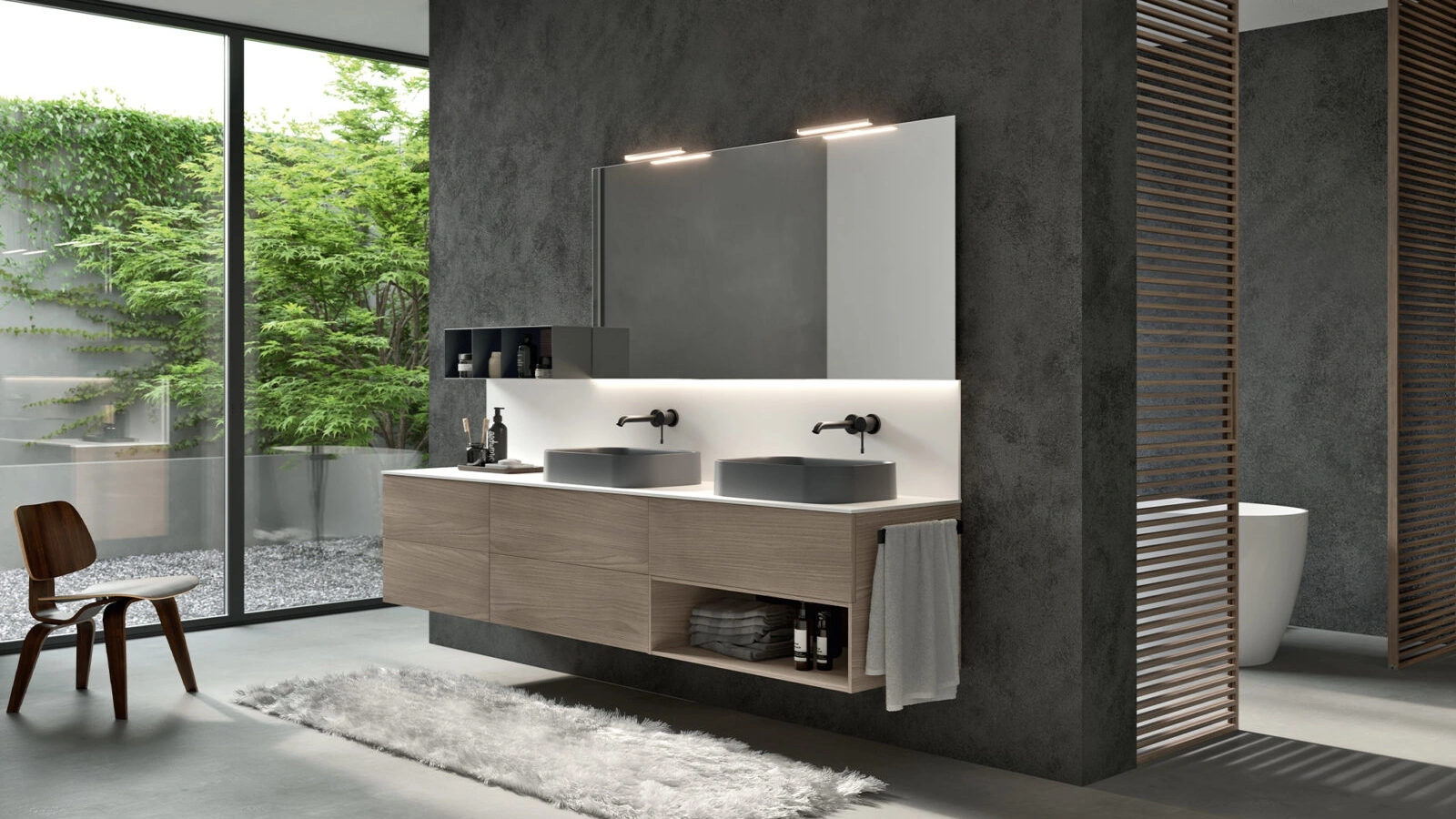 Mobile da Bagno sospeso Airy Sistema 01 finitura Rovere Sabbia di RCR