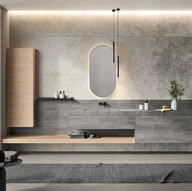 Mobile da Bagno sospeso Airy Sistema 03 in Gres e Rovere Nude di RCR