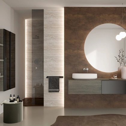Mobile da Bagno Airy Sistema 06 in Rovere e Vetro di RCR
