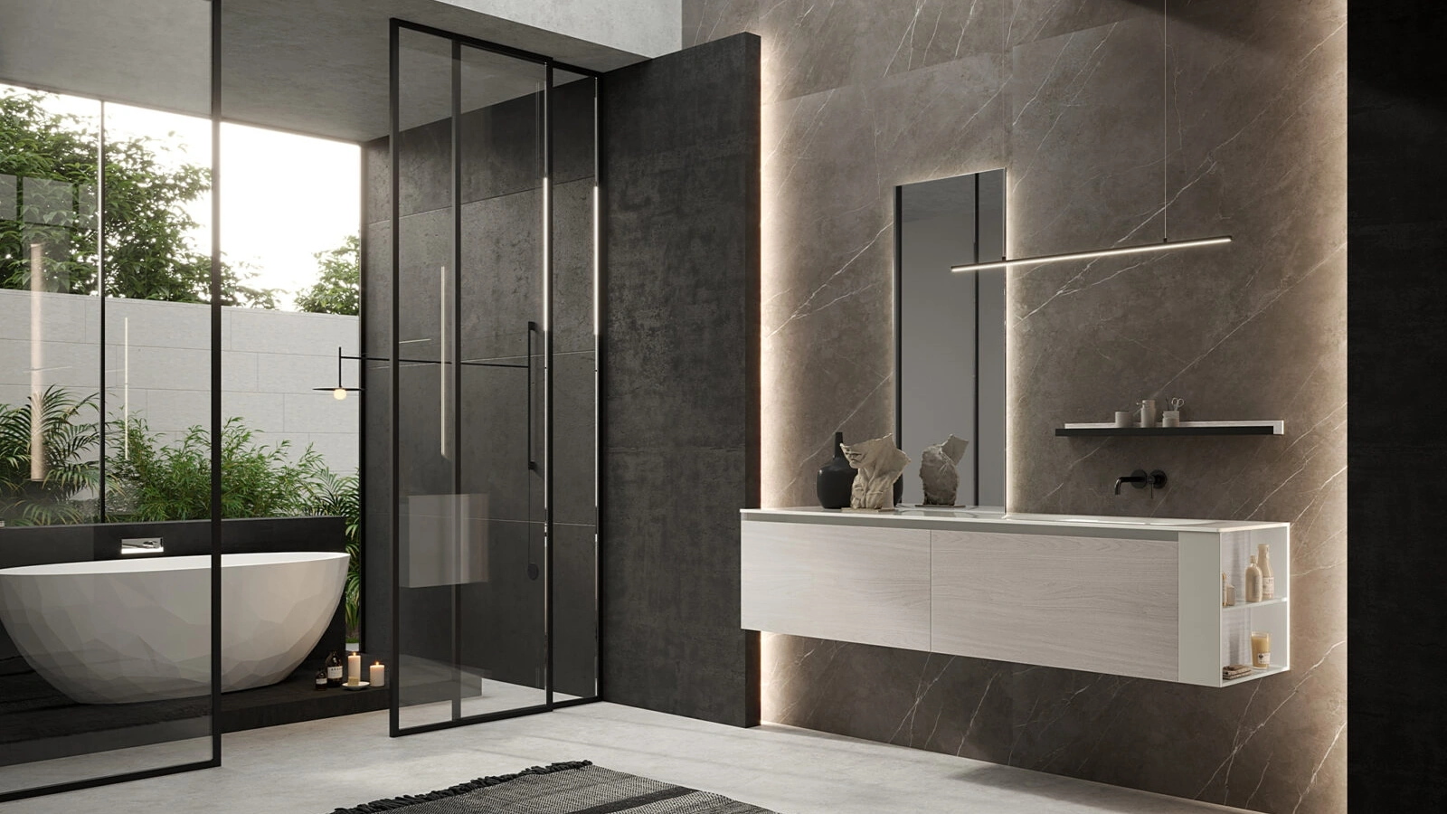 Mobile da Bagno sospeso Airy Sistema 11 finitura Rovere Neve di RCR