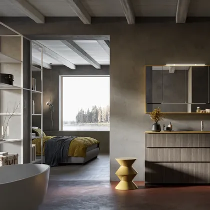 Mobile da Bagno a terra Sistema Gola 34 finitura Noce Grey di Puntotre