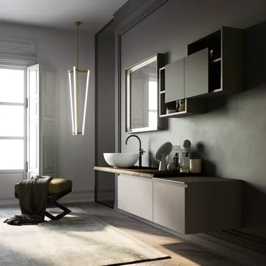 Mobile da Bagno sospeso in laminato Sistema Gola 10 di Puntotre