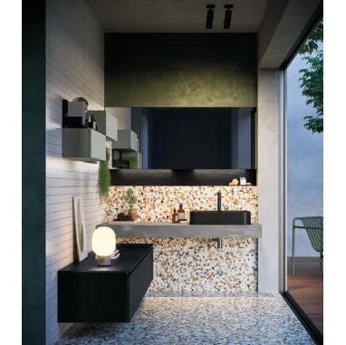 Mobile da Bagno sospeso in laminato Sistema Gola 05 di Puntotre