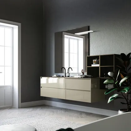 Mobile da Bagno sospeso laccato lucido Sistema Gola 06 di Puntotre