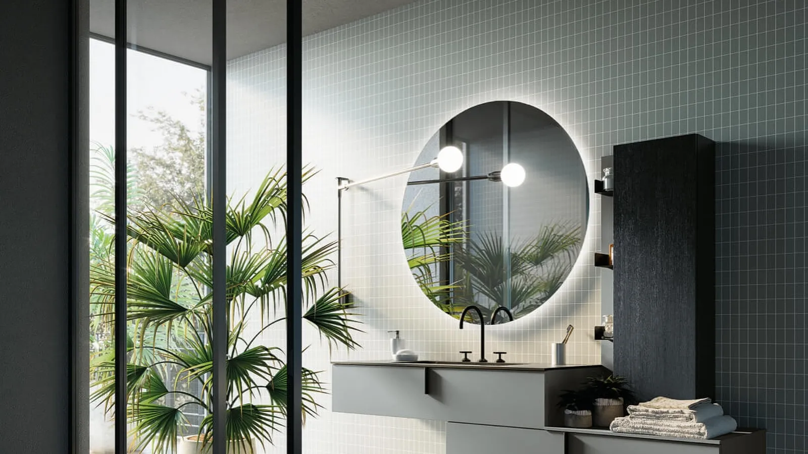 Mobile da Bagno sospeso laccato opaco Sistema Maniglia 18 di Puntotre