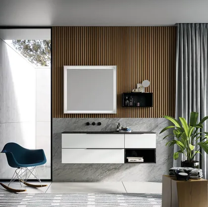 Mobile da Bagno sospeso in laminato Sistema Maniglia 25 di Puntotre