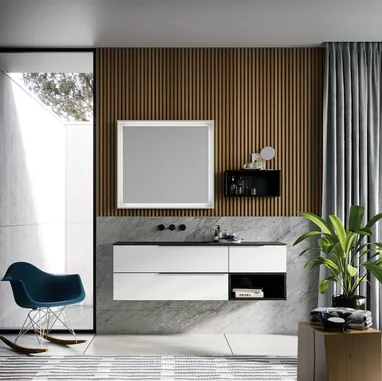 Mobile da Bagno sospeso in laminato Sistema Maniglia 25 di Puntotre