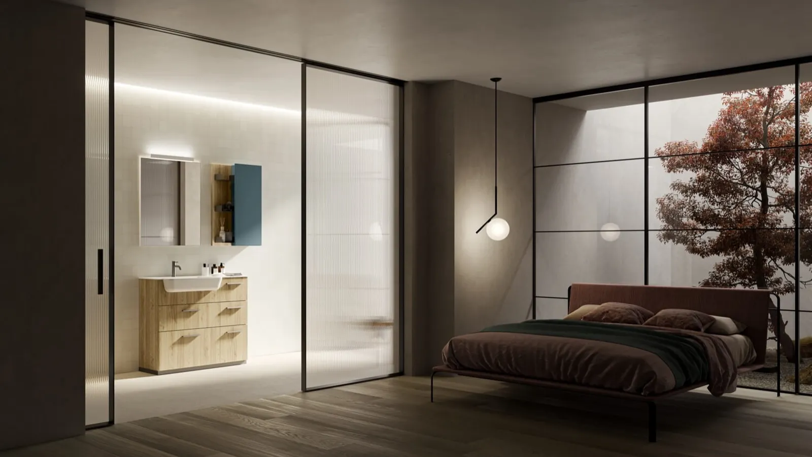 Mobile da Bagno a terra in laminato Sistema Maniglia 31 di Puntotre