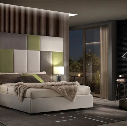 Letto Boiserie Mosaic Maxi in tessuto di Artigianaletti