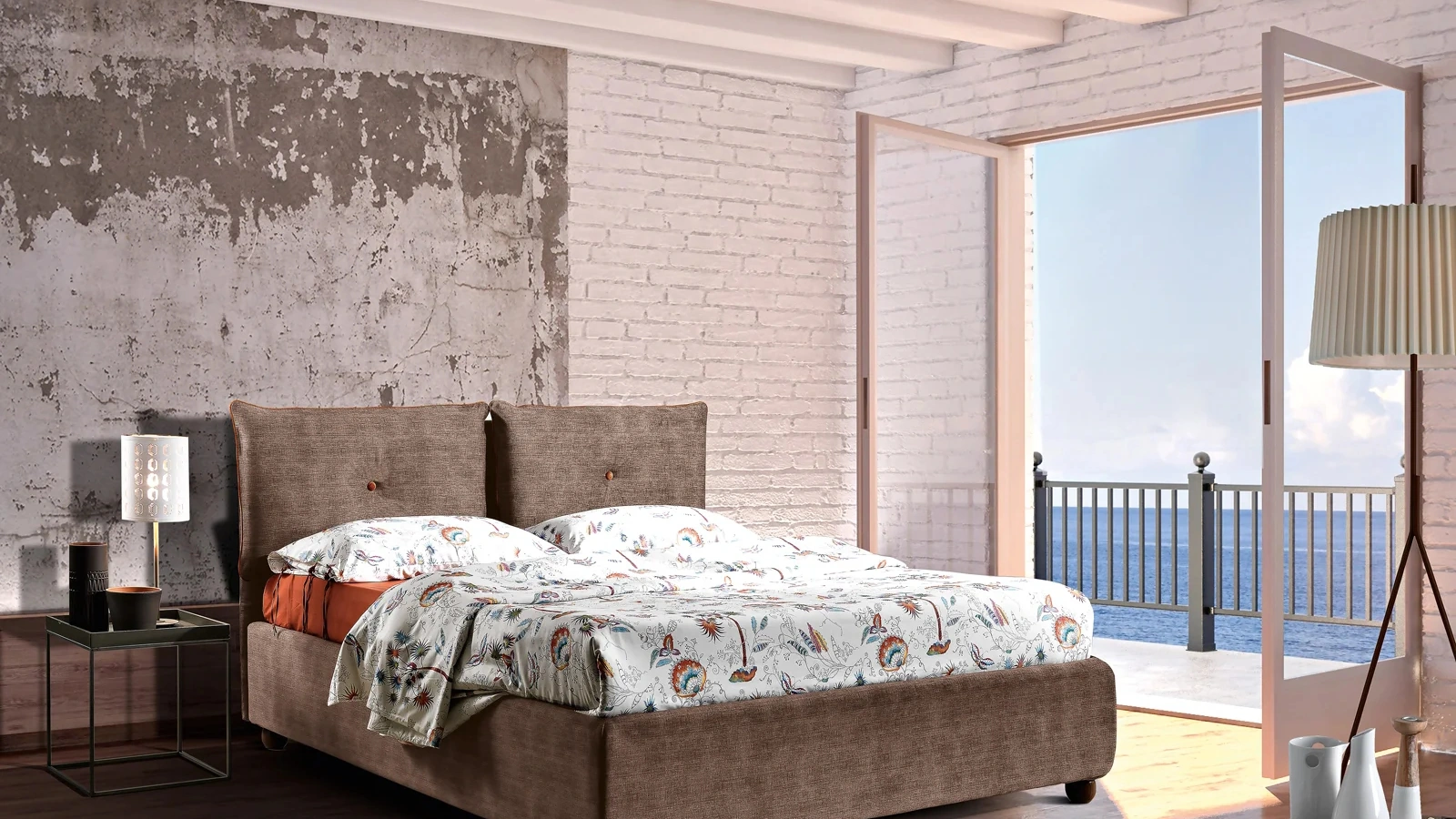 Letto imbottito Clay di Artigianaletti