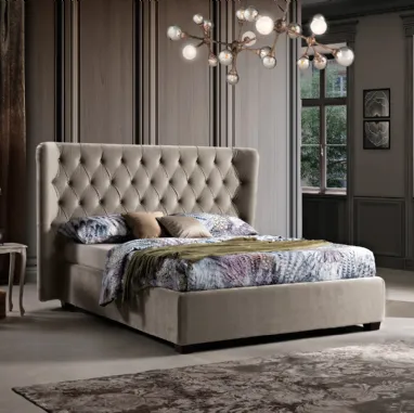 Letto in tessuto con testiera imponente lavorazione capitonnè Victoria di Artigianaletti
