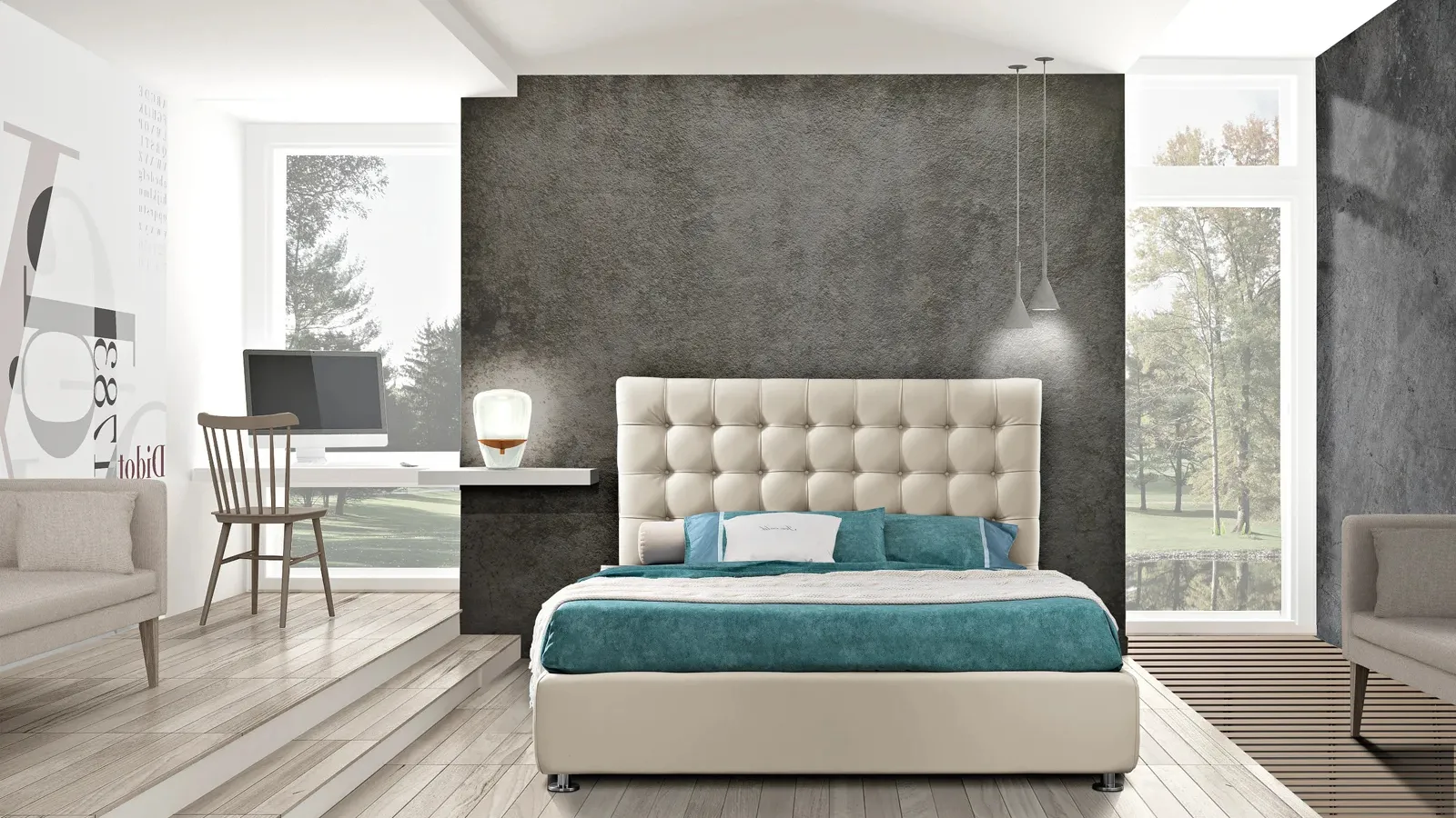 Letto in tessuto Eden Alto di Artigianaletti