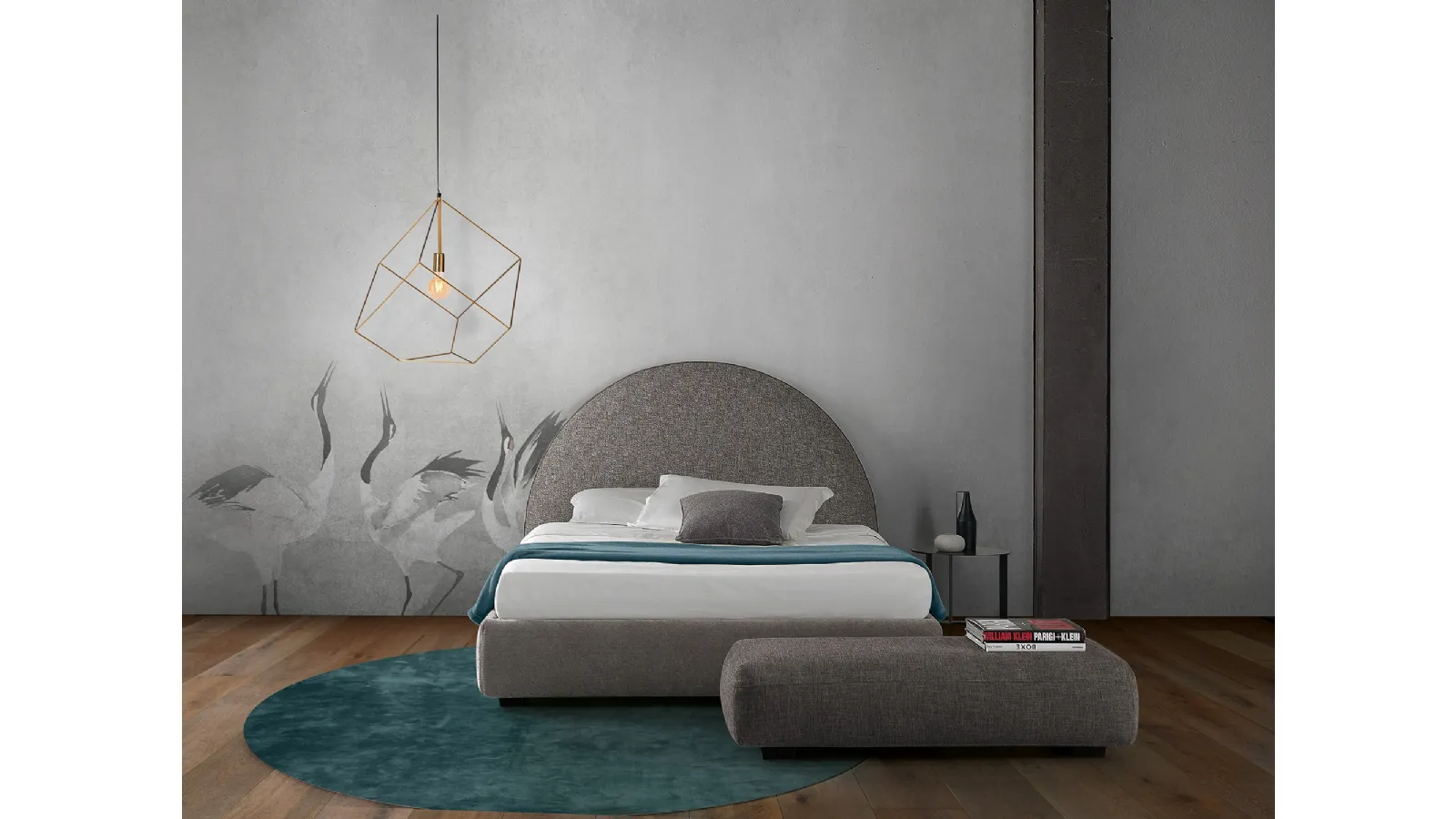 Letto con testiera curva Planet di GR Salotti