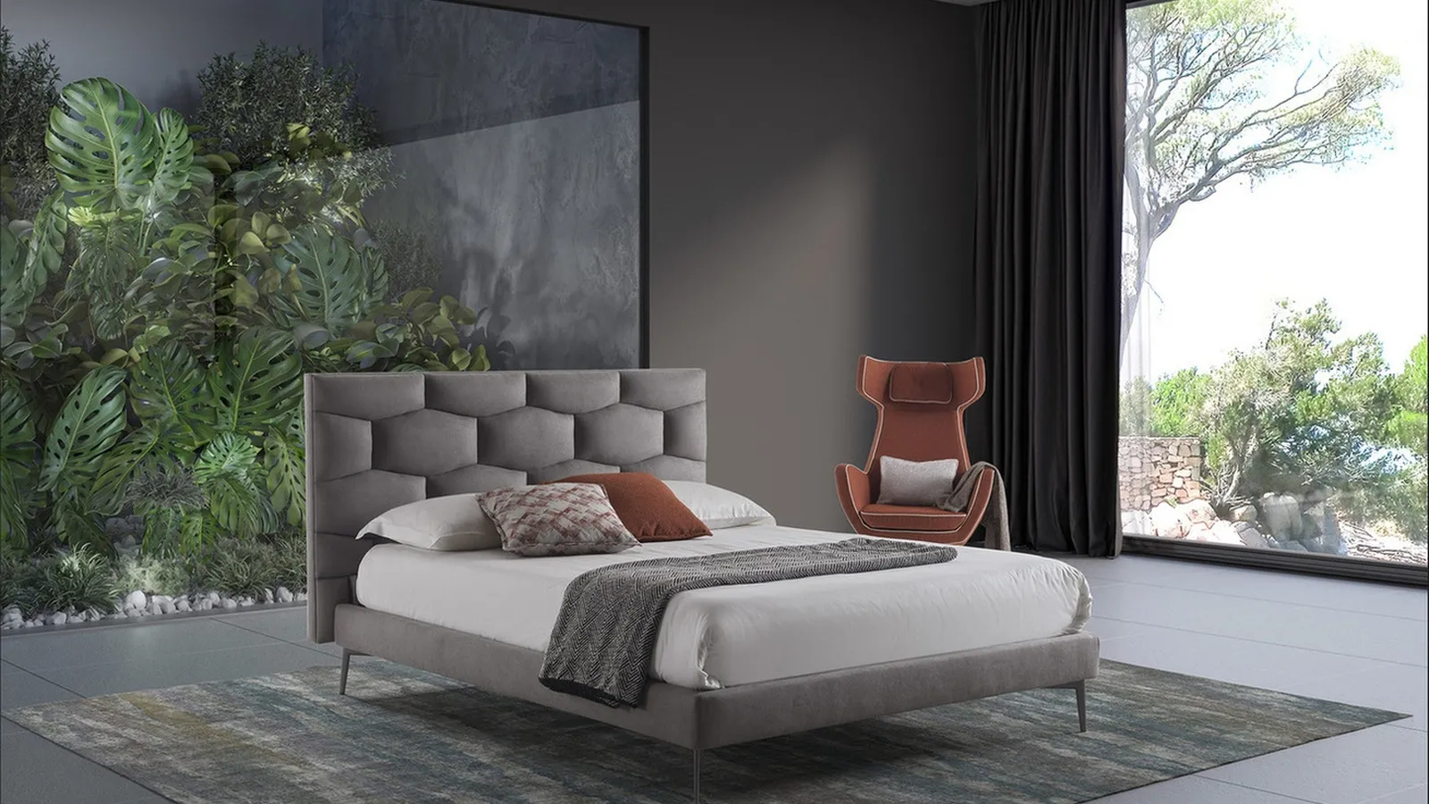 Letto con testiera trapuntata Samu di GR Salotti