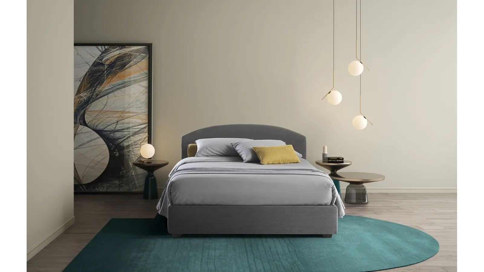 Letto con testiera arrotondata Plutone di GR Salotti