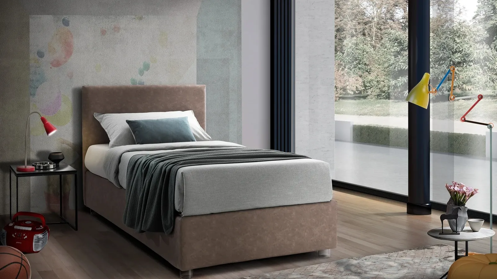 Letto singolo con testiera Stromboli di Artigianaletti