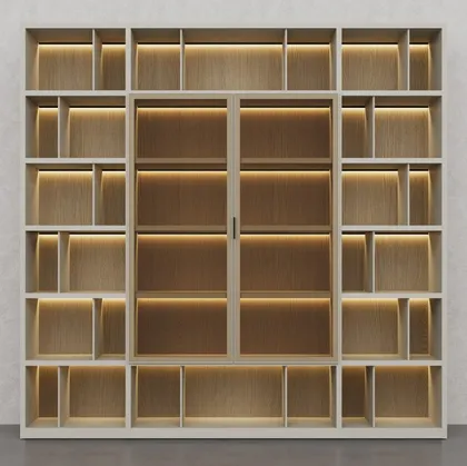 Libreria in laccato Creta e essenza legno Barrique di Fratelli Elli