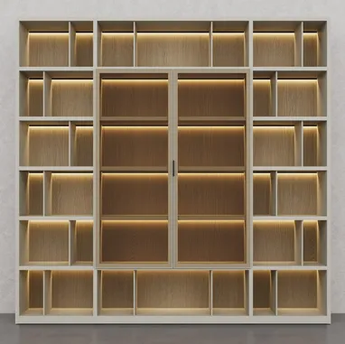 Libreria in laccato Creta e essenza legno Barrique di Fratelli Elli