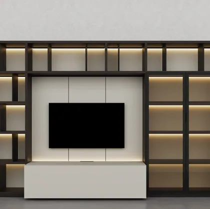 Libreria in essenza legno President e laccato Creta 02 di Fratelli Elli