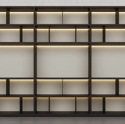 Libreria in essenza legno President e laccato Creta 01 di Fratelli Elli