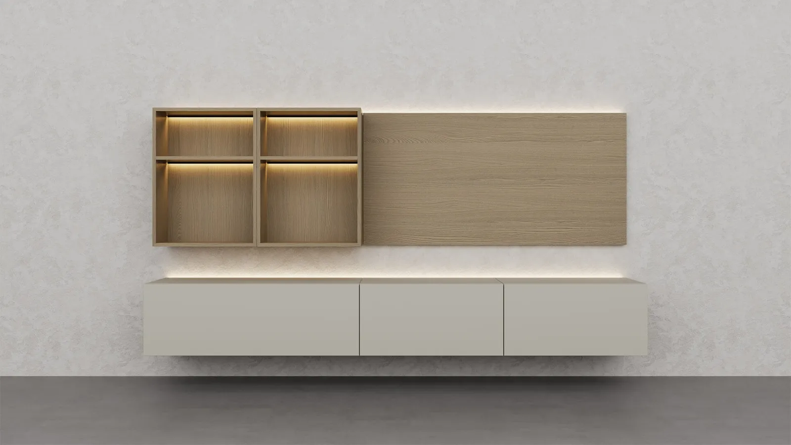 Parete Attrezzata Climb Laccato Creta di Fratelli Elli