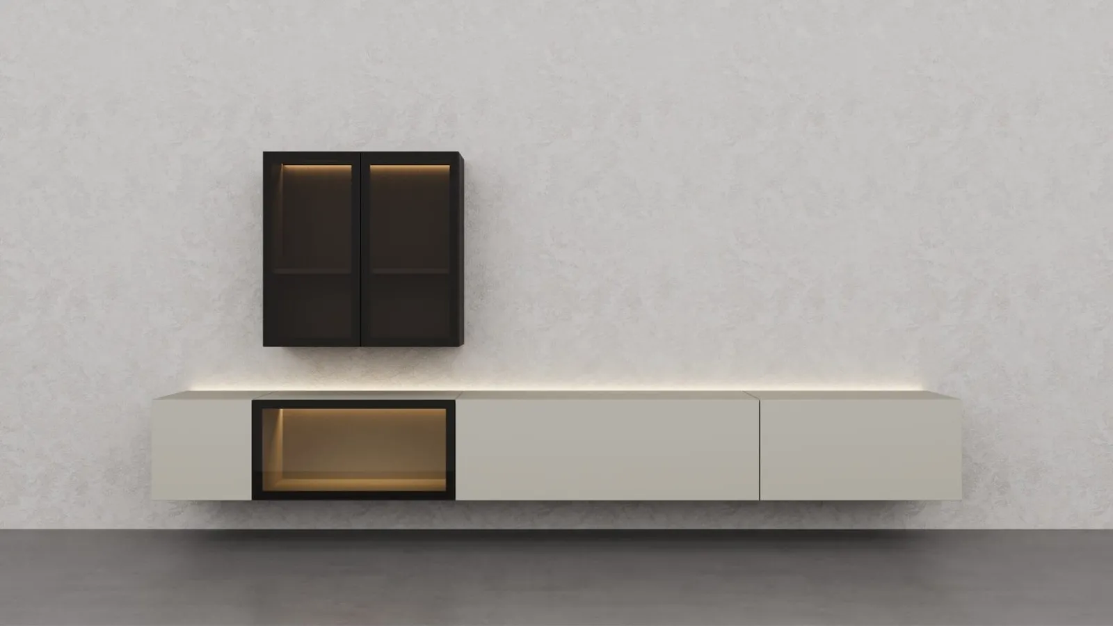 Parete Attrezzata Climb Laccato Creta di Fratelli Elli