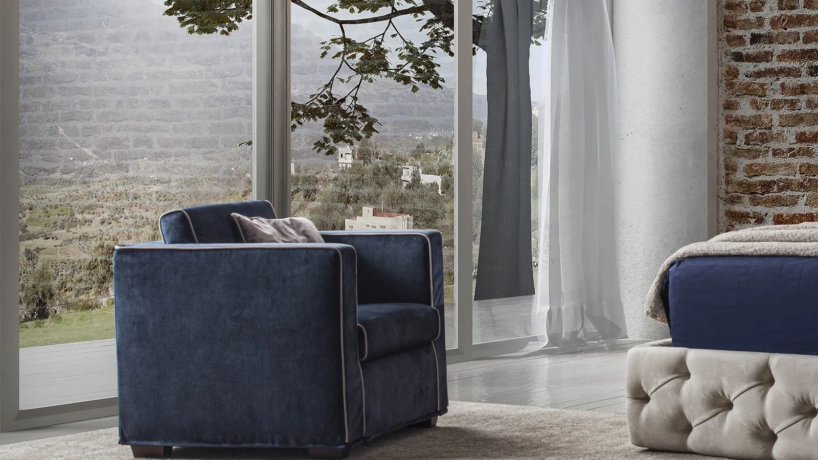 Poltroncina in tessuto dalla forma squadrata Alice di GR Salotti