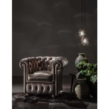Poltroncina in pelle trapuntata Chesterina di GR Salotti