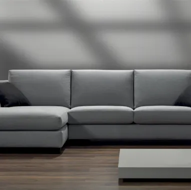 Divano rivestito in tessuto Grigio con penisola Diva di GR Salotti