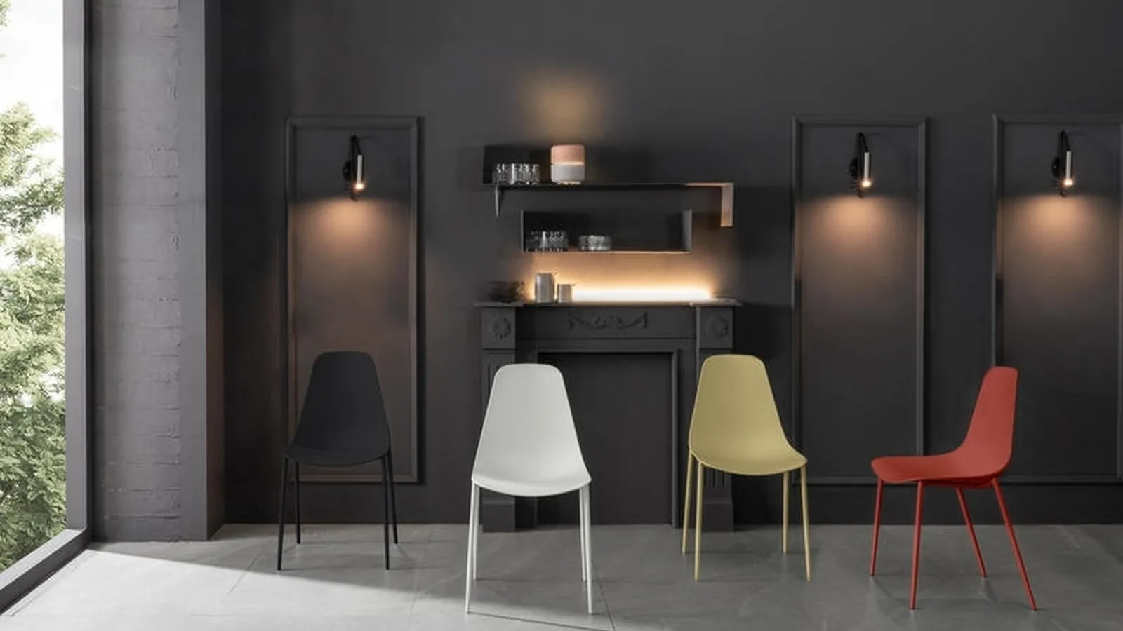 Sedia in vari colori in polipropilene con gambe in metallo Frida di Stones