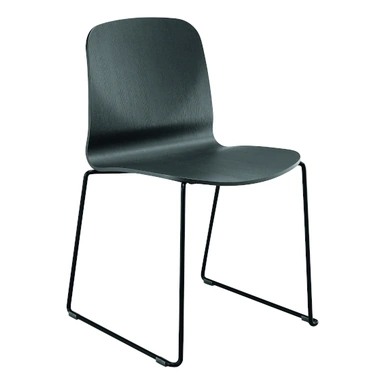 Sedia Liù S M LG_T con base a slitta in metallo verniciato e scocca in legno di Midj