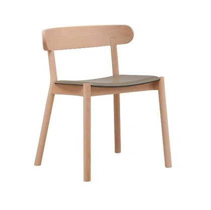 Sedia Montera in legno con seduta in cuoio di Midj