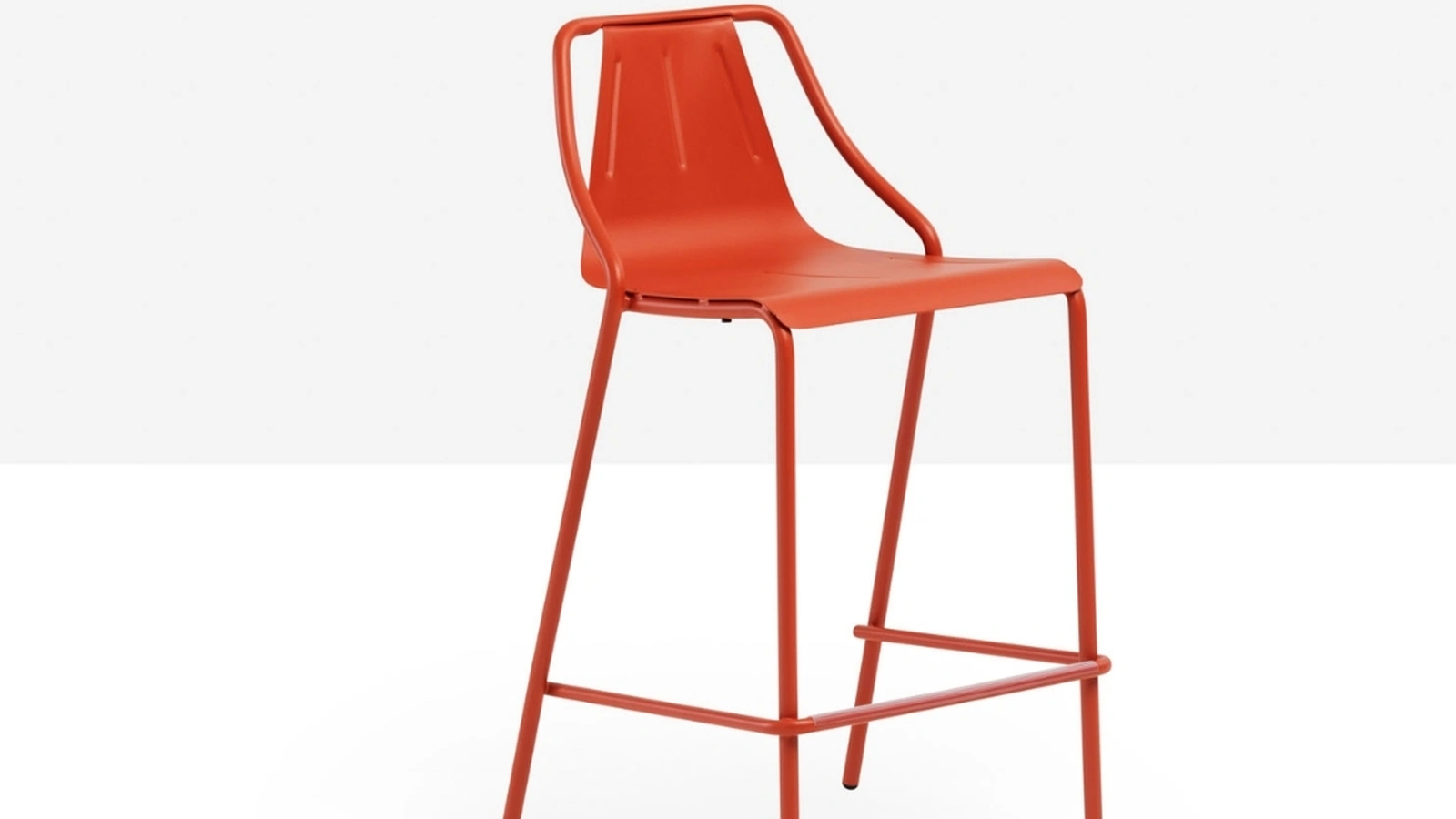 Sgabello Ola M con struttura e seduta in metallo verniciato di Midj