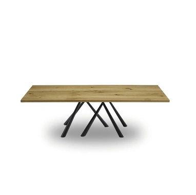 Tavolo Forest con top in legno massello e base in metallo di Midj